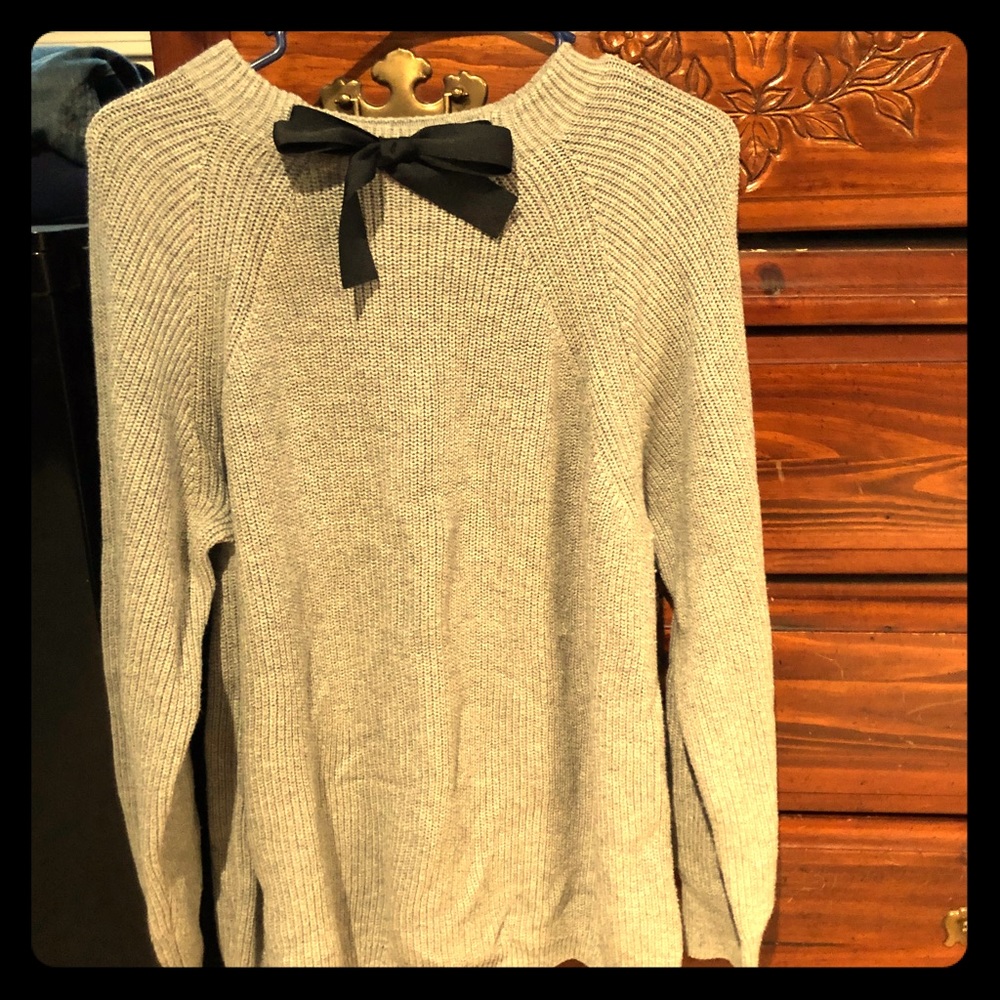 J Crew Sweater with Black Bow Tie